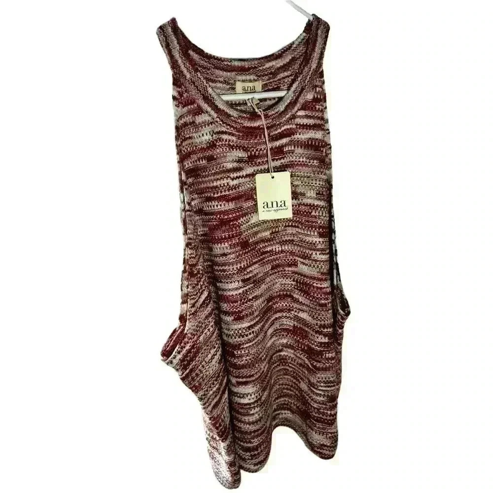 A.N.A. Lightweight Boho Style Sweater Tank Womens Sz 3x A-Line Swing Bottom NWT